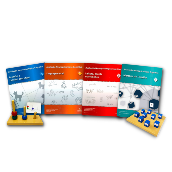 KIT COMPLETO - Coleção Avaliação Neuropsicológica Cognitiva (4 vls) + Cubos Corsi + Torre de Londres + Licenças dos Cadernos de Aplicação